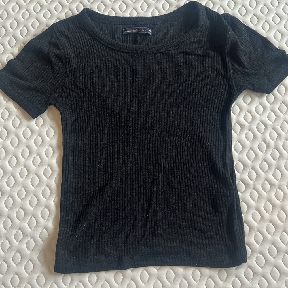 Black stretchy ribbed t shirt - Picture 3 of 3